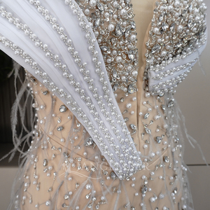 <span class=keywords><strong>Haute</strong></span> <span class=keywords><strong>Couture</strong></span> Plumes Robes <span class=keywords><strong>De</strong></span> Soirée Dubaï <span class=keywords><strong>Robe</strong></span> <span class=keywords><strong>De</strong></span> Soirée Cristaux Perlés <span class=keywords><strong>Robe</strong></span> <span class=keywords><strong>De</strong></span> Fête D'anniversaire Fiançailles Lskh01 - Product Image 3