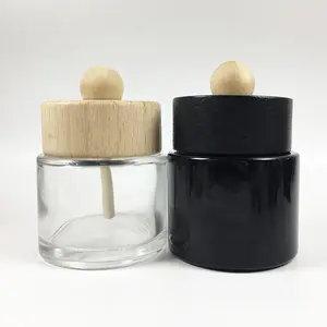 home air freshener bottle glass diffuser bottle 100ml diffuser round bottles with wood cap silicone plug