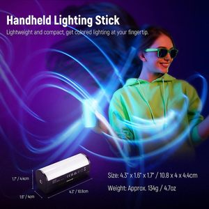 <span class=keywords><strong>NEEWER</strong></span> Lot de 2 lampes magnétiques RVB 360 ° Full Color Handheld Tube Light LED Stick Photography Wand Mini Fill Video Light - Product Image 5