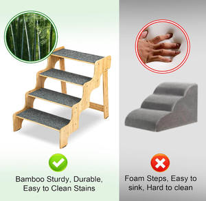Fábrica al por mayor perro/gato 4 pasos antideslizante equilibrado mascotas escaleras bambú perro pasos para cama alta y sofá - Product Image 4