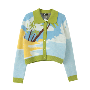 Maglione personalizzato OEM e ODM da donna con Design Jacquard maglieria da donna lavorata a maglia in cotone da ragazza cappotto maglione <span class=keywords><strong>Cardigan</strong></span> da donna - Product Image 1