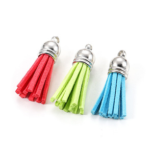 Flecos de borlas de 10x38mm, 20 piezas, accesorios decorativos para manualidades con tapa plateada, para marcapáginas, adornos, regalos - Product Image 4