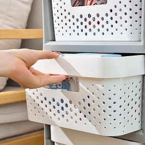 Commode de <span class=keywords><strong>rangement</strong></span> en plastique à quatre niveaux personnalisable, facile à pousser et à tirer avec poignée à logo - Product Image 2