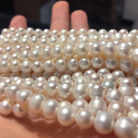 Perles en vrac 8-9 mm, perles d'eau douce naturelles semi-finies pour collier, perles blanches pures presque rondes pour la fabrication artisanale DIY