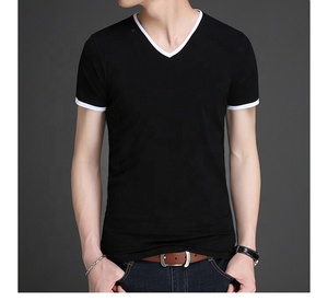 Produttore del Commercio All'ingrosso Logo Personalizzato Caldo di Vendita di Estate Manica Corta di Colore di Contrasto Mens <span class=keywords><strong>V</strong></span> Neck <span class=keywords><strong>T</strong></span> <span class=keywords><strong>Shirt</strong></span> - Product Image 4