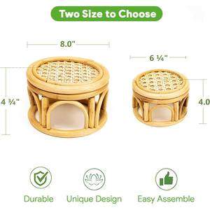 Support de plante rond en rotin tressé, robuste et durable, artisanat tissé, piédestal multifonctionnel pour l'affichage des plantes, pour la décoration de jardin intérieur - Product Image 2