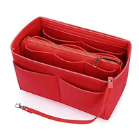 Organizer Tas Premium dari Bahan Felt, Tas Dalam Tas Multi-Kantong untuk Tas Tangan, Pembentuk Tas Tote, Tas Kosmetik, Organizer Perjalanan