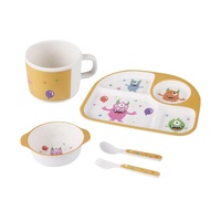 Ensemble de vaisselle en fibre de bambou écologique réutilisable, certifié CE, imprimé sur mesure, assiettes, bols, tasses et cuillères-fourchettes incassables – Vente en gros