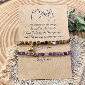 Natural Stone Bracelet Colorful Glass <b>Beaded</b> Friendship Bond Seamless Influencer Choice Item Anti-tarnish Packaging - Product Image 3