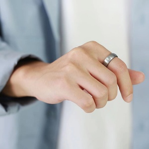 Brushed Effect Mens Band <b>Rings</b> Silver <b>Black</b> Plated Custom <b>Titanium</b> <b>Rings</b> for Man - Product Image 2