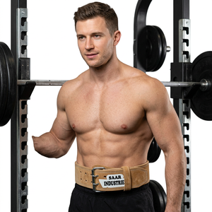 เข็มขัดยกน้ำหนักหนังแท้ยี่ห้อ Gym Original พร้อมแผ่นรองรับหลัง ขนาด 6/4 นิ้ว หัวเข็มขัดแบบมีเบาะกันลื่น รับน้ำหนักได้มาก ใช้ได้ทั้งชายและหญิง รับผลิตแบบ OEM ตามสั่ง - Product Image 1