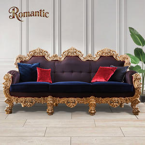 Venta de Fábrica, Sofá Estilo Rococó Francés Luis XV, Madera Maciza al por Mayor, Tallado a Mano, Tela de Alta Gama, Muebles Barrocos - Product Image 2