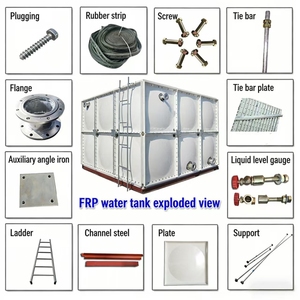 Tanque de almacenamiento de agua <span class=keywords><strong>cuadrado</strong></span> de plástico SMC/FRP/GRP anticorrosión para torre de refrigeración 200000 litros agua fría seccional a gran escala - Product Image 6