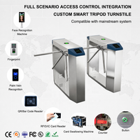 Torniquete Trípode de Acero Inoxidable, Puerta de Seguridad con Código QR, Control de Acceso por Tarjeta RFID, Certificado CE, IP54, para Sistema de Entrada de Peatones