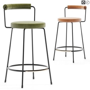 Luxury Modern Upholstered Metal Frame Bar <strong>Stool</strong> <strong>with</strong> Optional Brass Stainless Steel Footrest <strong>Kitchen</strong> <strong>Island</strong> <strong>Stool</strong> Counter <strong>Stool</strong> - Product Image 5