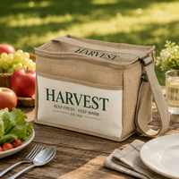 Sac isotherme en jute naturel avec couvercle à fermeture hermétique en aluminium pour le transport de repas chauds ou froids