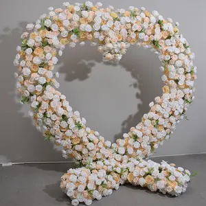 Flor artificial de coração amarelo para decoração de festas e casamentos, flor artificial branca em formato de arco de coração, 2024