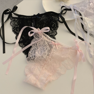 Tiger Factory <span class=keywords><strong>Eleganti</strong></span> Slip Floreali in Pizzo Trasparente con Laccetti Laterali, Mutandine da Donna con Fiocco Regolabile, Lingerie Sexy Intima - Product Image 1