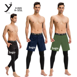 Pantalones de compresión 2 en 1 para hombre, pantalones deportivos de doble capa para entrenamiento de baloncesto, pantalones deportivos elásticos de secado rápido para gimnasio y correr - Product Image 1