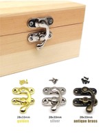 Fermoir à loquet en alliage de 38*44 mm, petit fermoir pour meubles, boîte en bois, fermoir pour boîte à bijoux, crochet à bras oscillant, verrou