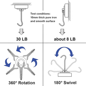 OEM Customized Stainless Steel Aluminum Iron 30lbs+Heavy Duty Strong Black Neodymium <strong>Magnet</strong> Hook for Kitchen - Product Image 4