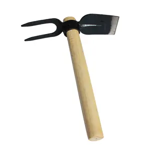 Garden Tools Fork and Shovel Shaped Steel Mixing Hoe Pick Head Pickaxe Agricultural Farming Digging Tools with Wooden Handle