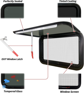 Ventana de salida de emergencia RV Camper de vidrio templado con mosquitera Remolque de caballo - Product Image 4