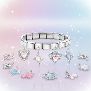 Ciondolo Creativo ed Elegante in Acciaio Inossidabile Elettroplaccato con Pietra Naturale, Bracciale con Charm Italiano Fai-da-Te per Gioielli Vintage - Product Image 2