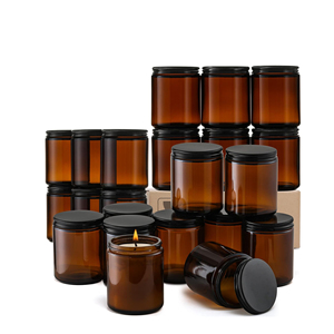 Venta al por Mayor de Frascos de Vidrio Ámbar de 8oz/250ml para Velas, Portavelas con Tapa Metálica Resistente al Calor, para Navidad y Uso Durante Todo el Año - Product Image 1