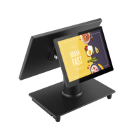 Système de point de vente à double écran 15 pouces + 9,7 pouces, écran tactile capacitif, caisse enregistreuse, système d'exploitation Windows, avec 3 ans de garantie