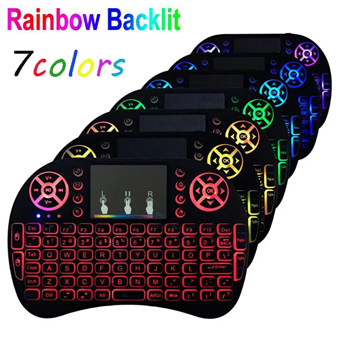 2020 Hot verkauf Backlight 2.4GHz i8 mini Wireless Keyboard Touch Pad i8 luft fliegen maus Backlit Keyboard für android tv box