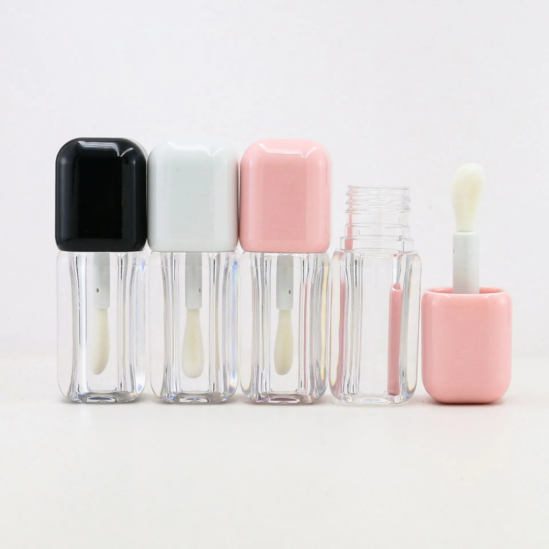 New 6ml big lip Brush wand Lip Gloss tube Pink white Black lip oil bottle custom logo small batch lipglaze tube