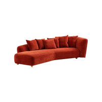 Ensemble de canapé sectionnel incurvé en tissu de chenille orange de luxe léger minimaliste haut de gamme personnalisable pour les hôtels Salons de beauté éponge