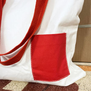 Bolsa de lona de compras de maquillaje con logotipo impreso personalizado cinta de poliéster Beige 8A bolsa de algodón - Product Image 4