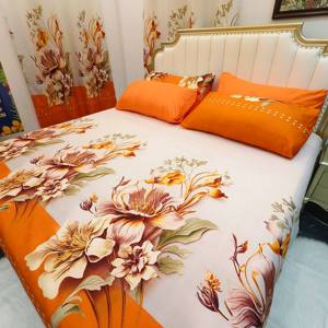 Parure de <span class=keywords><strong>draps</strong></span> florale 8 pièces avec rideaux assortis pour lit King Size - Product Image 3