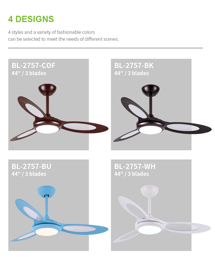 Breezelux Wholesale Factory Price 44 INCH Modern Flush Mounted Remote Control LED Ceiling Fan