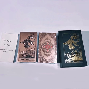 Impresión personalizada, 7x12cm, 78 tarjetas originales de Tarot, cubierta de tarjeta de oro de lujo, <span class=keywords><strong>oráculo</strong></span>, con guía en inglés, venta al por mayor - Product Image 2