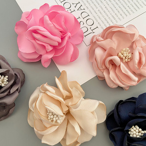 Accessoires en tissu, fleurs 3D en forme de rose, 7 cm, faits à la main, pour cheveux, chaussures, sacs, vêtements, décorations - Product Image 2