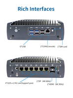 Mini PC sin Ventilador de Aluminio de 10.ª Generación con Intel I5-10310U de 4 Núcleos, 6x2.5G LAN, 4 POE 802.3af, DP, HD-MI 4K, M.2 NVMe SSD para VPN Gateway