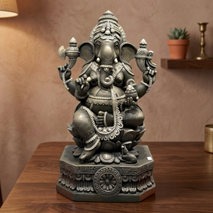 Estatua Moderna de Resina del Dios Krishna Tocando la Flauta |   Nirmala Handicrafts - Ídolo de Krishna Esculpido a Mano con Diseño Art Deco para Mesa - Product Image 4