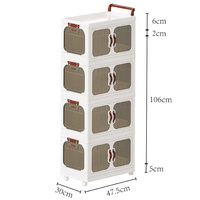Jouets pour la maison empilables avec roulettes, boîtes de rangement pliables avec poignée, armoire de rangement utilitaire, chariot à roulettes à 3 niveaux