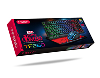 Clavier de jeu filaire TWOLF TF260 Souris et tapis de souris Combo 3 en 1 pour PC Ordinateur Gamer RGB LED arc-en-ciel Clavier lumineux et rétroéclairé
