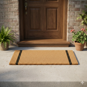 Tapis de porte en fibre de coco, carré, rayé, écologique, noué à la main, avec support en latex, pour la maison et l'hôtel, extra épais, style moderne - Product Image 3