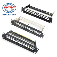 Panel Patch Kosong 19 Inch 1U Hitam RJ45 12/24-Port untuk Distribusi Jaringan Kabel Cat5/Cat5E/Cat6