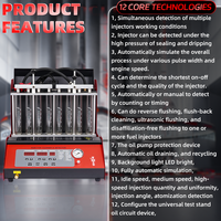 Testeur de nettoyage d'injecteurs de carburant à ultrasons 8 cylindres KJ-8H, outil de diagnostic