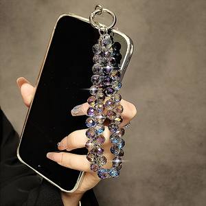 CHENXI Étui de téléphone portable de luxe écologique en strass de cristal avec breloques perlées, chaîne, cordon, pendentif et porte-clés décoratif - Product Image 3