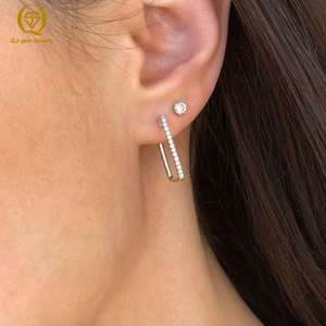 Geometric <b>Square</b> Minimalist <b>Earrings</b> 10k Gold VVS Lab Grown <b>Diamond</b> Women Girls Hoop <b>Earrings</b> IGI Certified Fine Jewelry Gifts - Product Image 5