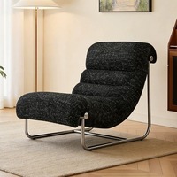 Fauteuil inclinable décontracté haut de gamme en acier inoxydable style Bauhaus, rétro et minimaliste, idéal pour les salons et les bureaux à domicile