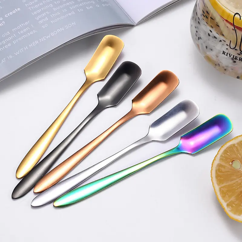 Wholesale Colorful Stainless Steel Tea Dinner Table Mixing Dessert Coffee Sugar Ice Cream Milkshake Spoon