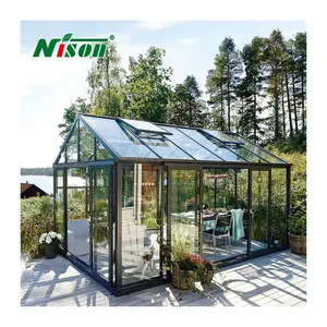 Garden Outdoor Backyard Solar Photovoltaic Glass Roof Pool House Glazed Sliding Sunroom Conservatory Greenhouse